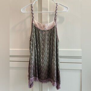 Gimmicks by BKE Pink, Purple, Green Asymmetrical Patterned Tank Top Women’s Sz M